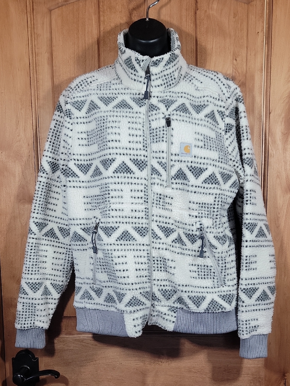 Carhartt Cream and Gray Patterned Sherpa Zip Jacket - Picture 4 of 15